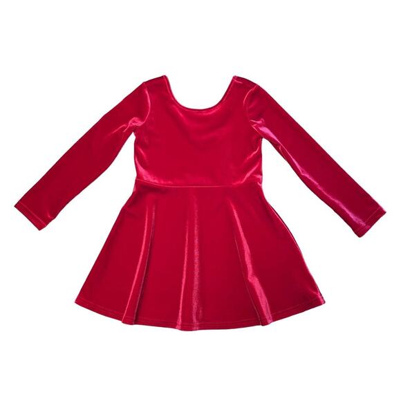 The Children's Place Velour Skater Dress 18-24 Months Red Long Sleeve Holiday - Picture 1 of 8